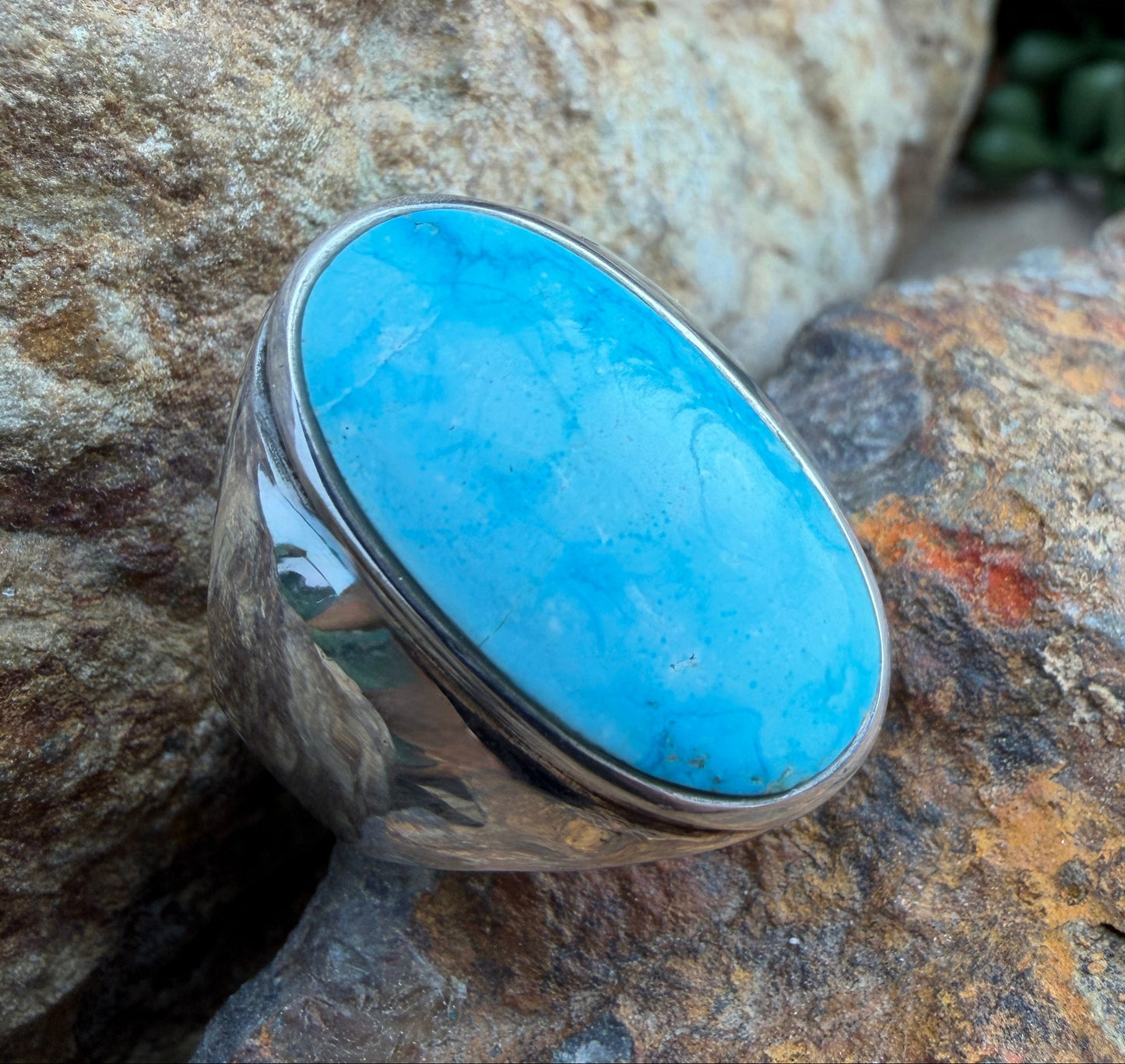 Water Web Kingman Turquoise Sterling Silver Ring by  Sunwest- Size 13