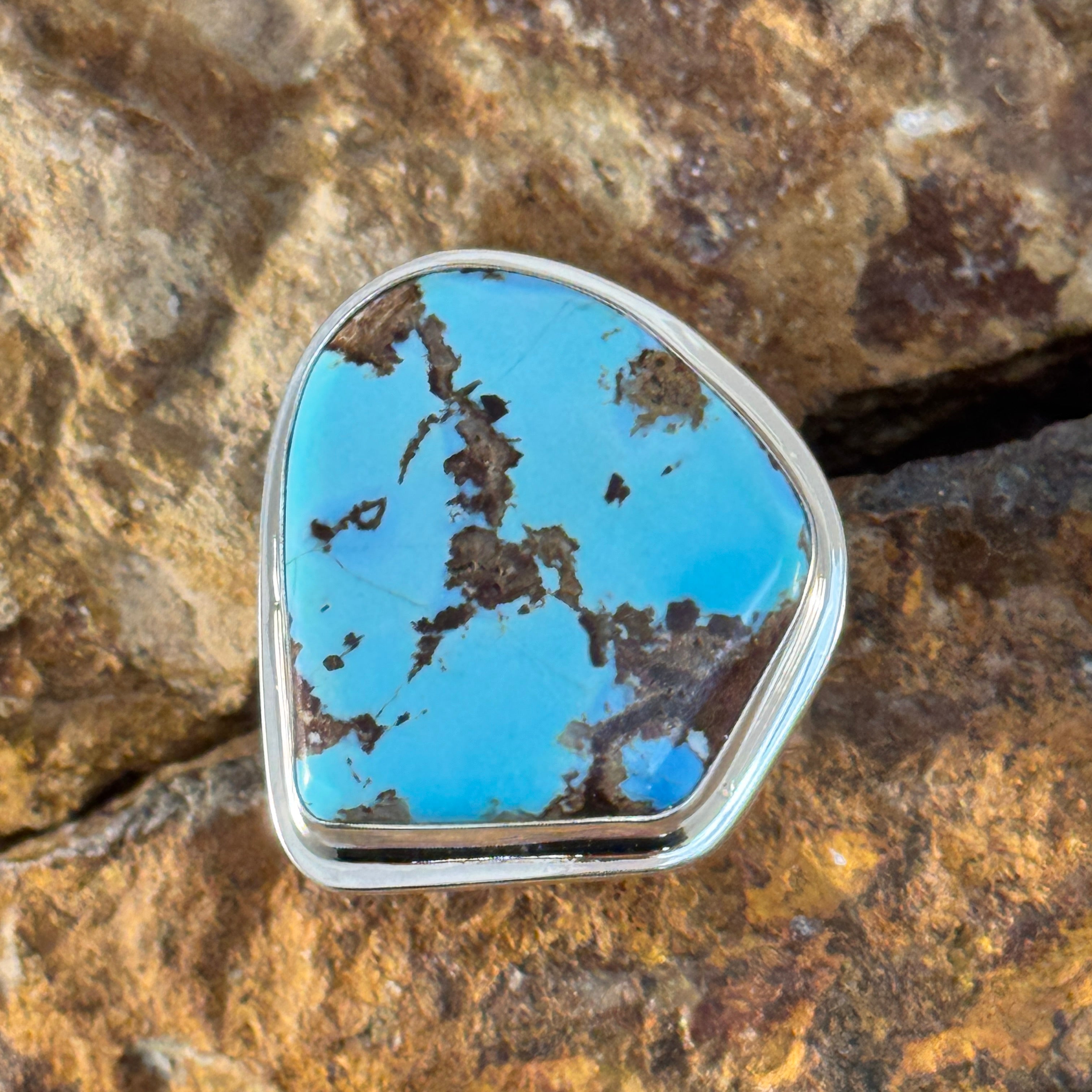Golden Hill Turquoise Ring by Tommy Jackson - size 13 – Black