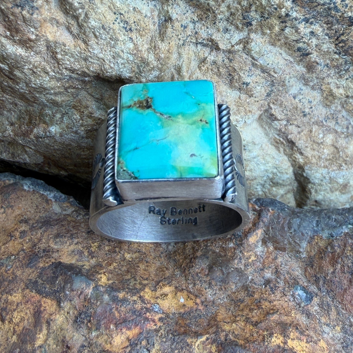 Royston Turquoise Sterling Silver Ring by Ray Bennett - Size 11