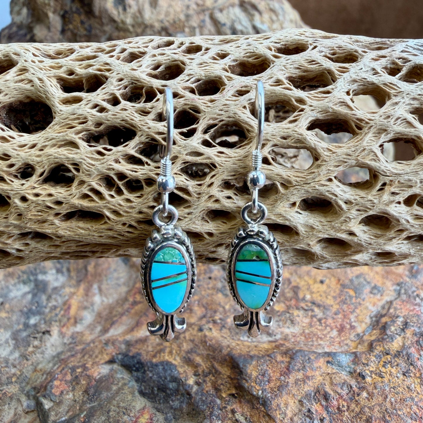 David Rosales Sonoran Gold Dangle Squash Blossom Earrings