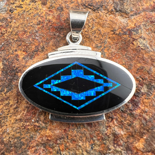 David Rosales Black Beauty Inlaid Sterling Silver Pendant