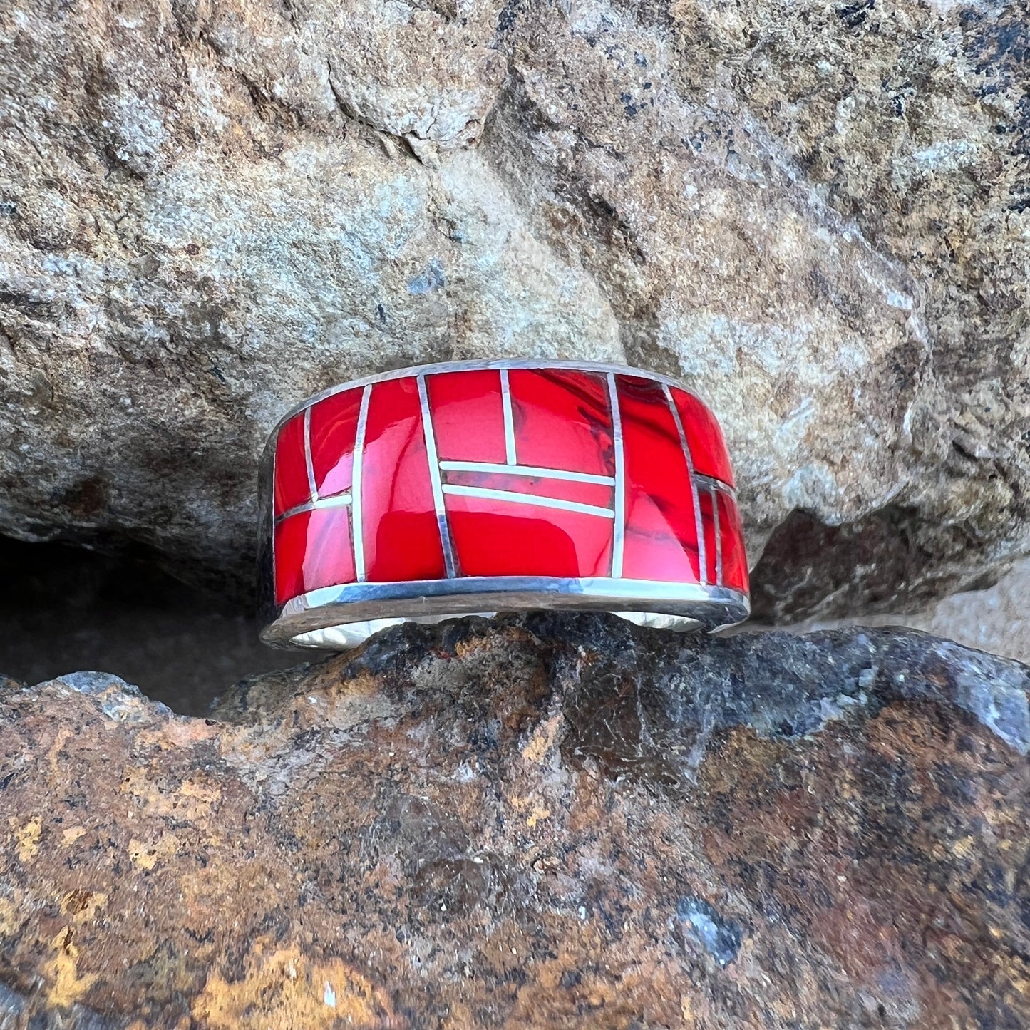 David Rosales Rosarita Inlaid Sterling Silver Ring