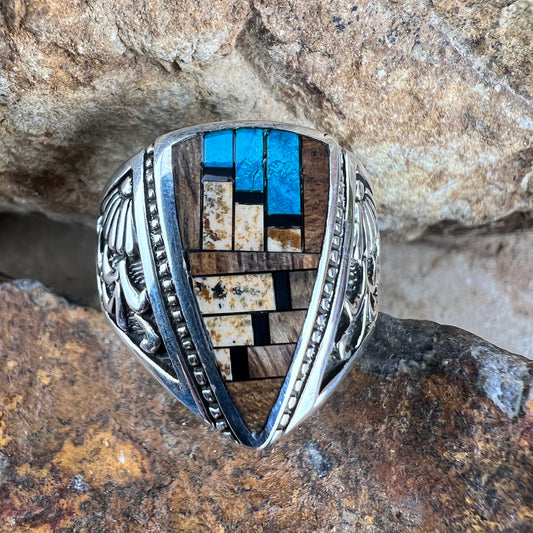 David Rosales Iron Spirit Inlaid Sterling Silver Ring