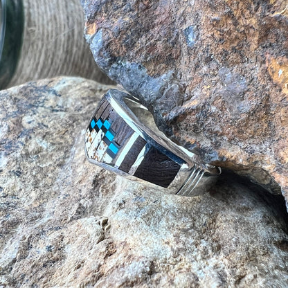 David Rosales Iron Spirit Inlaid Sterling Silver Ring