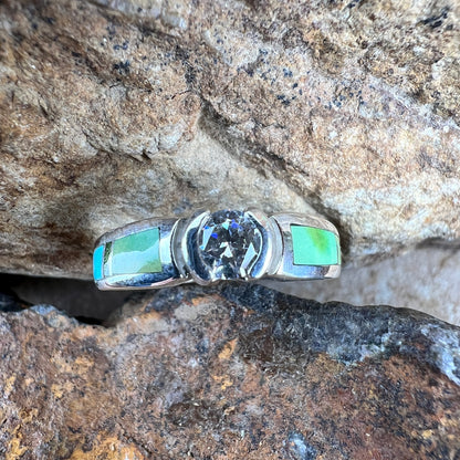 David Rosales Sonoran Gold Inlaid Sterling Silver Ring w/ CZ