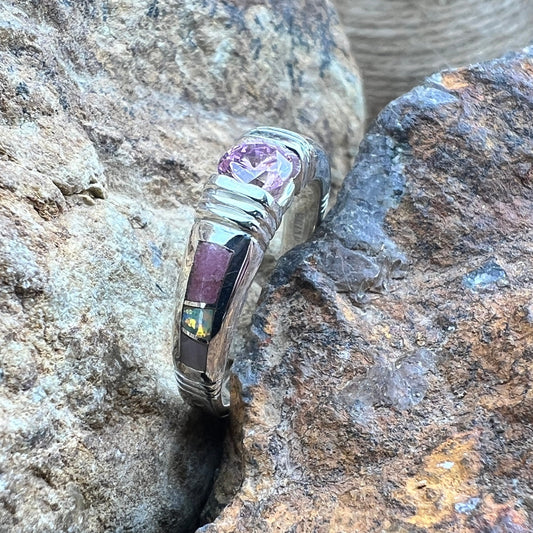 David Rosales Make Me Blush Inlaid Sterling Silver Ring Cubic Zirconia