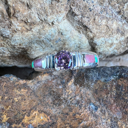 David Rosales Make Me Blush Inlaid Sterling Silver Ring Cubic Zirconia