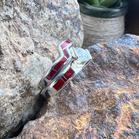 David Rosales Rosarita Inlaid Sterling Silver Ring Set w/ Cubic Zirconia