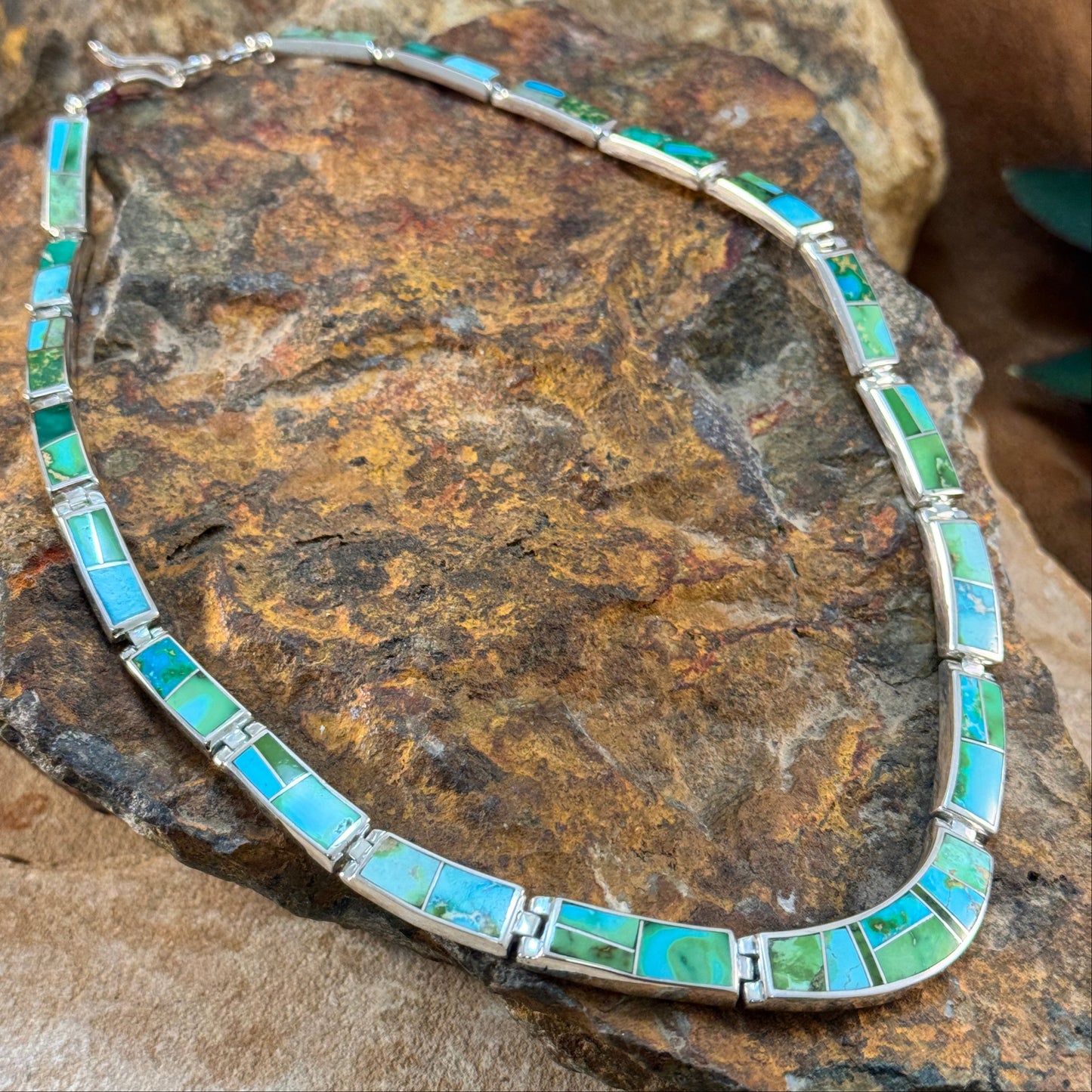 David Rosales Sonoran Gold Inlay Sterling Silver Necklace