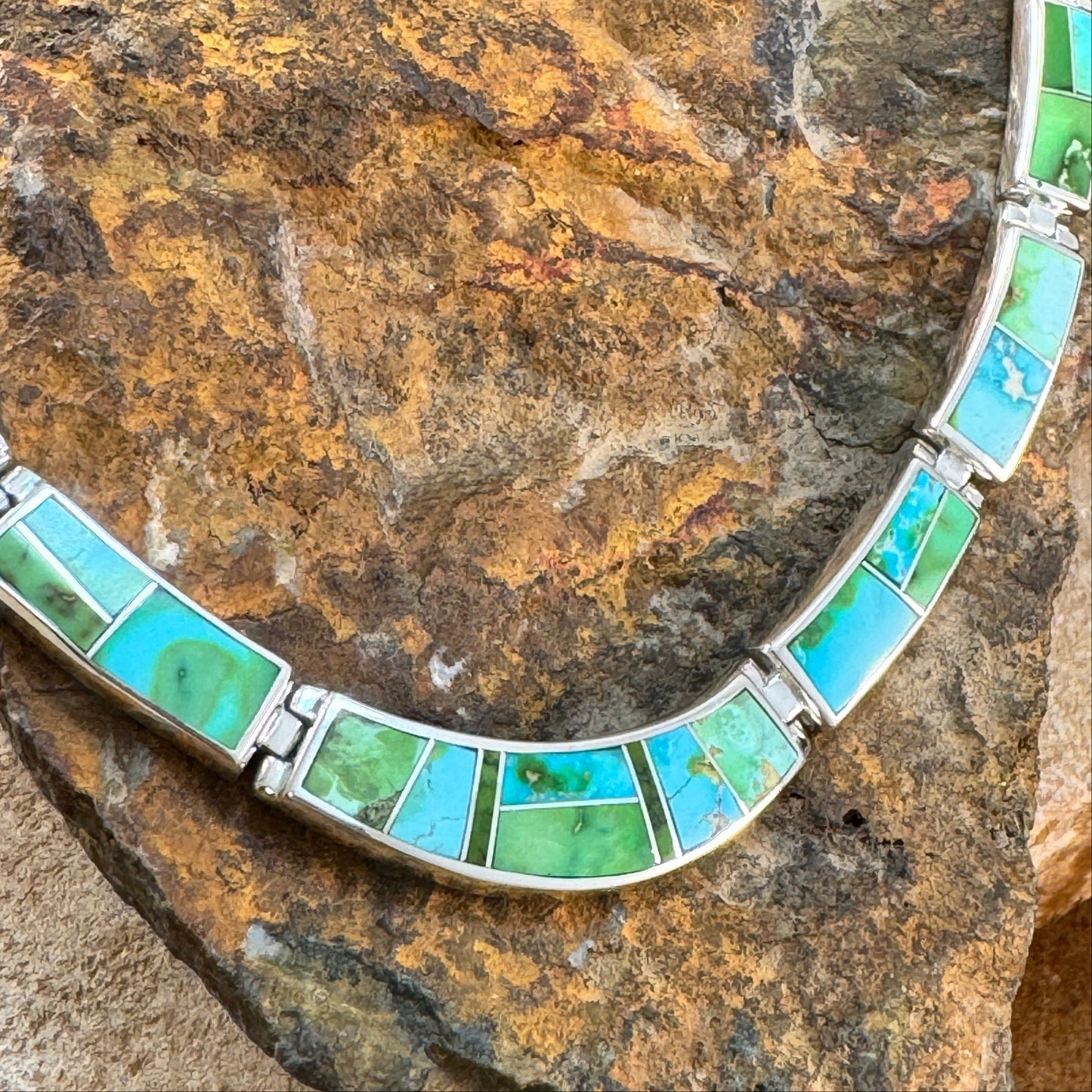 David Rosales Sonoran Gold Inlay Sterling Silver Necklace