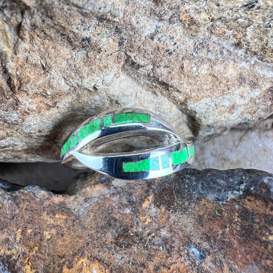 David Rosales Gaspeite Inlaid Sterling Silver Ring