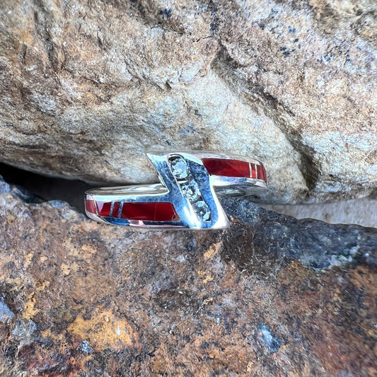 David Rosales Rosarita Inlaid Sterling Silver Ring w/ Cubic Zirconia