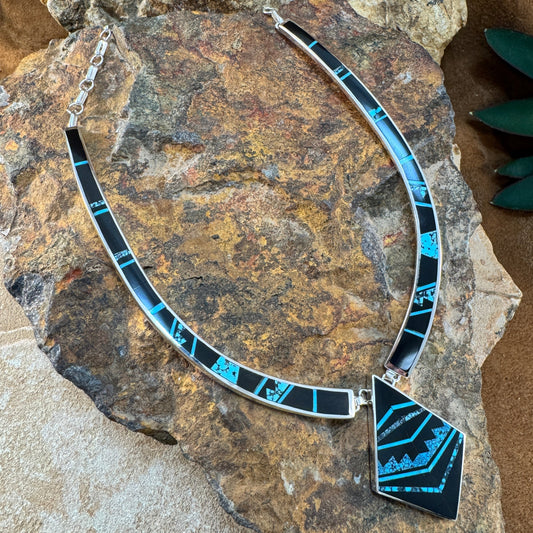 David Rosales Shadow Peak Inlaid Sterling Silver Necklace