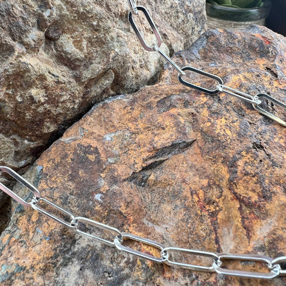 David Rosales Kingman Turquoise Cab Necklace with Sterling Silver Link Chain