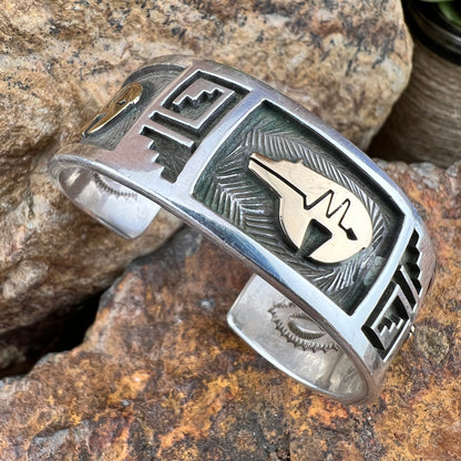 Vintage 14K Gold Bear Design Bracelet - Sterling Silver Hallmark AFB - Estate