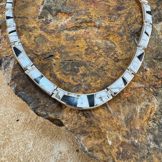 David Rosales Red Moon Inlaid Sterling Silver Necklace