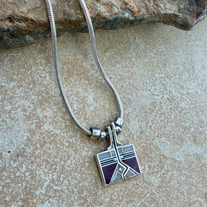 Vintage Reversible Square Yei Inlay Pendant by Ray Tracey — Estate