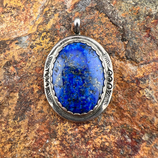 Vintage - Lapis Pendant - Hallmarked CT - Estate