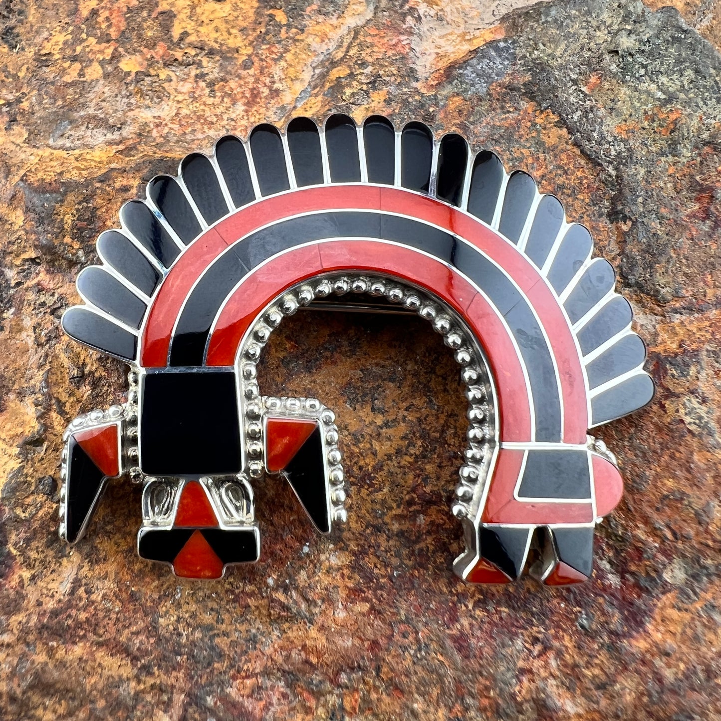 Vintage Zuni Rainbowman Brooch/Pendant - Estate