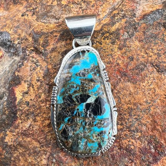 Vintage - Boulder Turquoise Pendant - Hallmarked KY - Estate