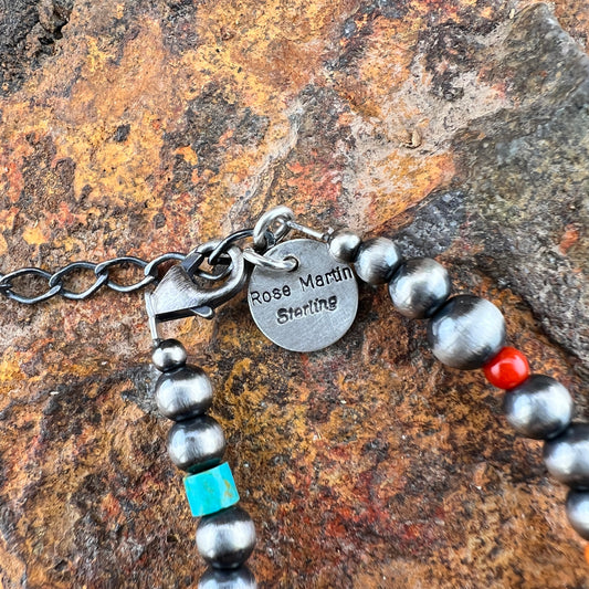 Multicolor Gemstone & Sterling Silver Necklace – 18" by Rose Martin