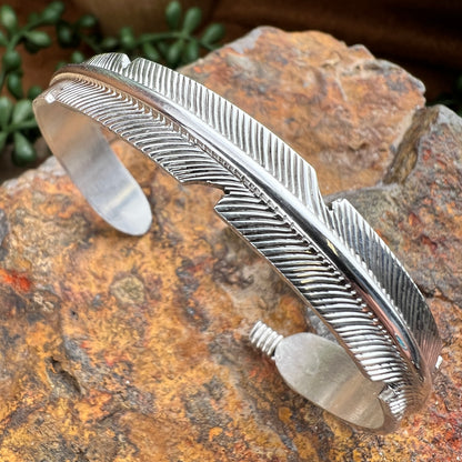 Sterling Silver Feather Cuff Bracelet by Joe Mace