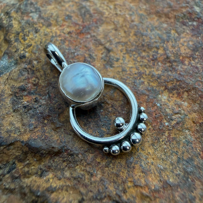 Freshwater Pearl Sterling Silver Pendant by Ray Coriz