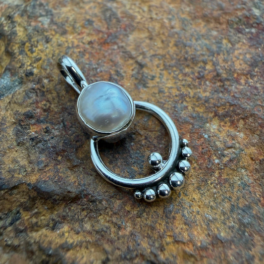 Freshwater Pearl Sterling Silver Pendant by Ray Coriz