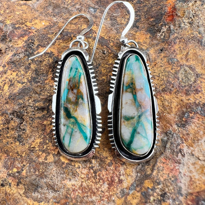 Boulder Turquoise Sterling Silver Dangle Earrings by Wil Denetdale