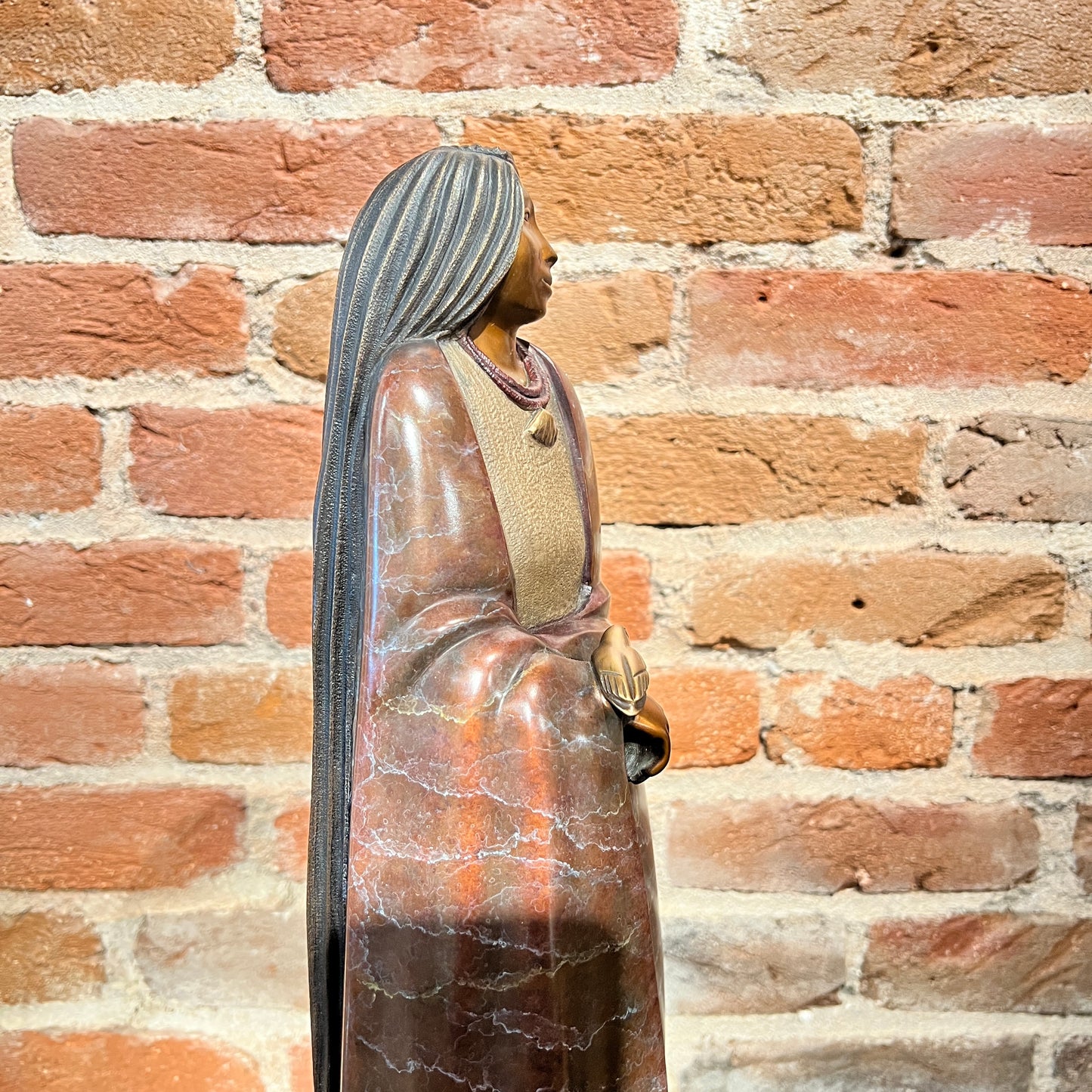 Woman with Bird By Cliff Fragua, Jemez Pueblo, Native American Sculptor