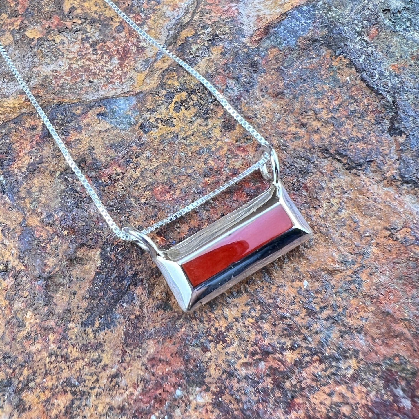 Red Coral Sterling Silver Pendant by Troy Natachu