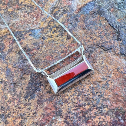 Red Coral Sterling Silver Pendant by Troy Natachu