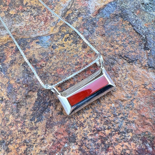 Red Coral Sterling Silver Pendant by Troy Natachu
