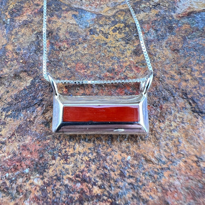 Red Coral Sterling Silver Pendant by Troy Natachu