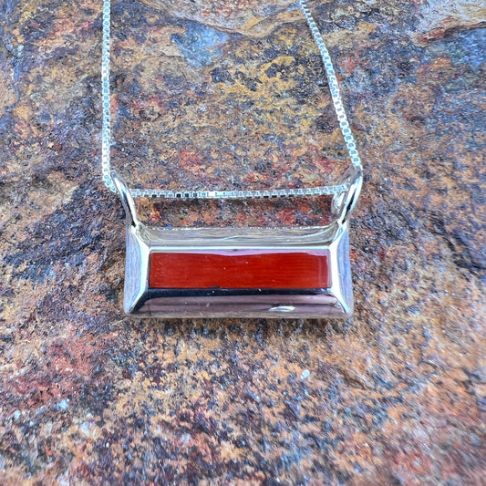 Red Coral Sterling Silver Pendant by Troy Natachu