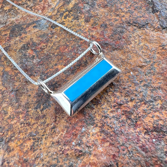 Kingman Turquoise Sterling Silver Pendant by Troy Natachu