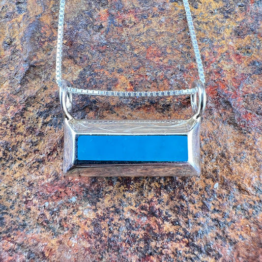 Kingman Turquoise Sterling Silver Pendant by Troy Natachu