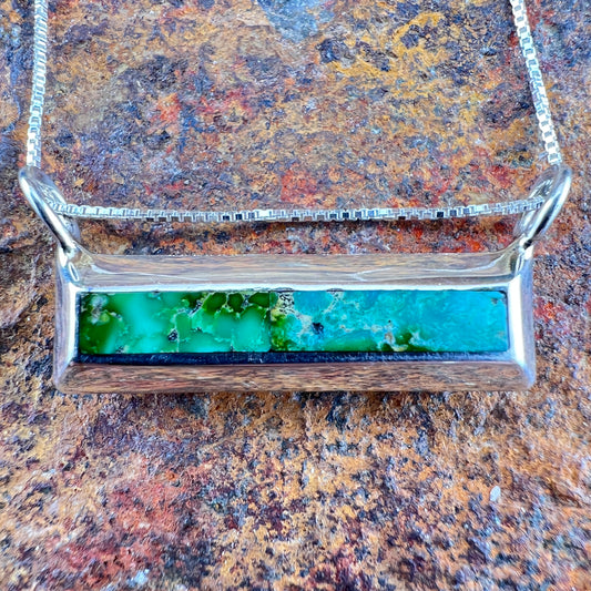 Sonoran Gold Turquoise Sterling Silver Pendant by Troy Natachu