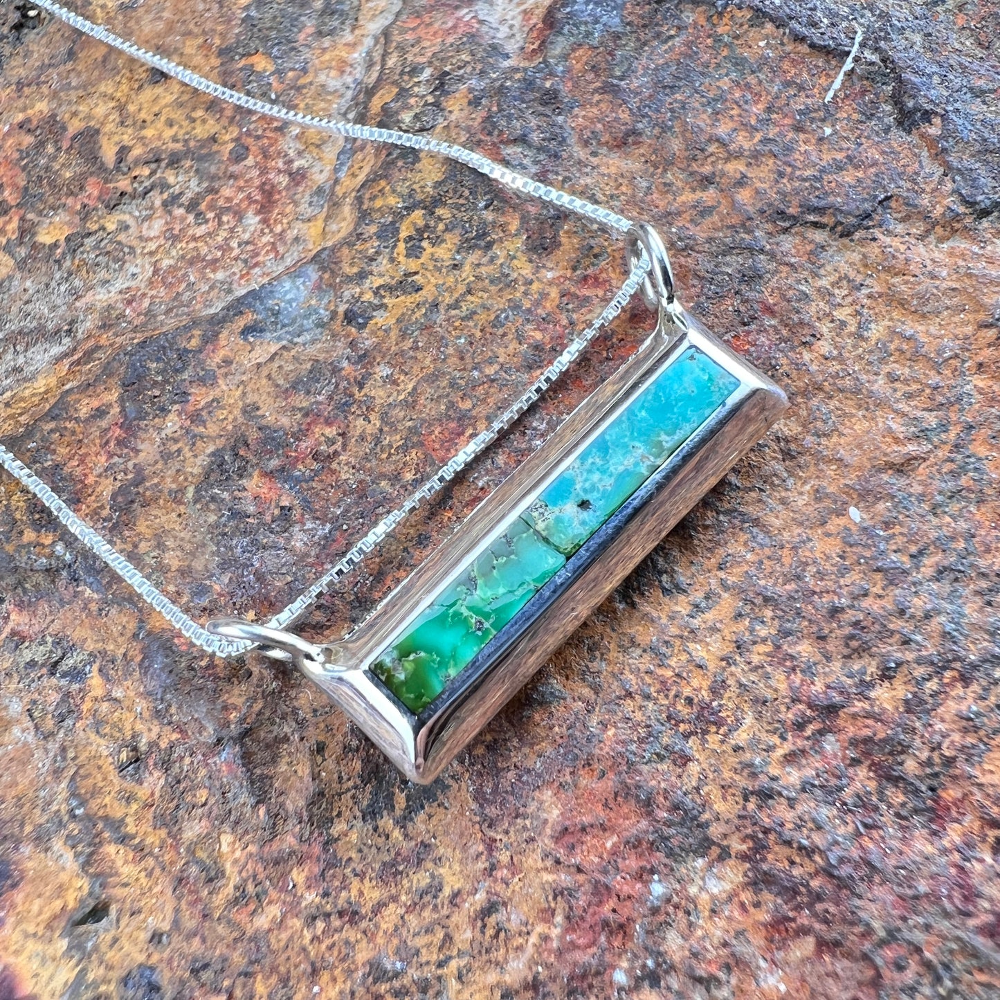 Sonoran Gold Turquoise Sterling Silver Pendant by Troy Natachu