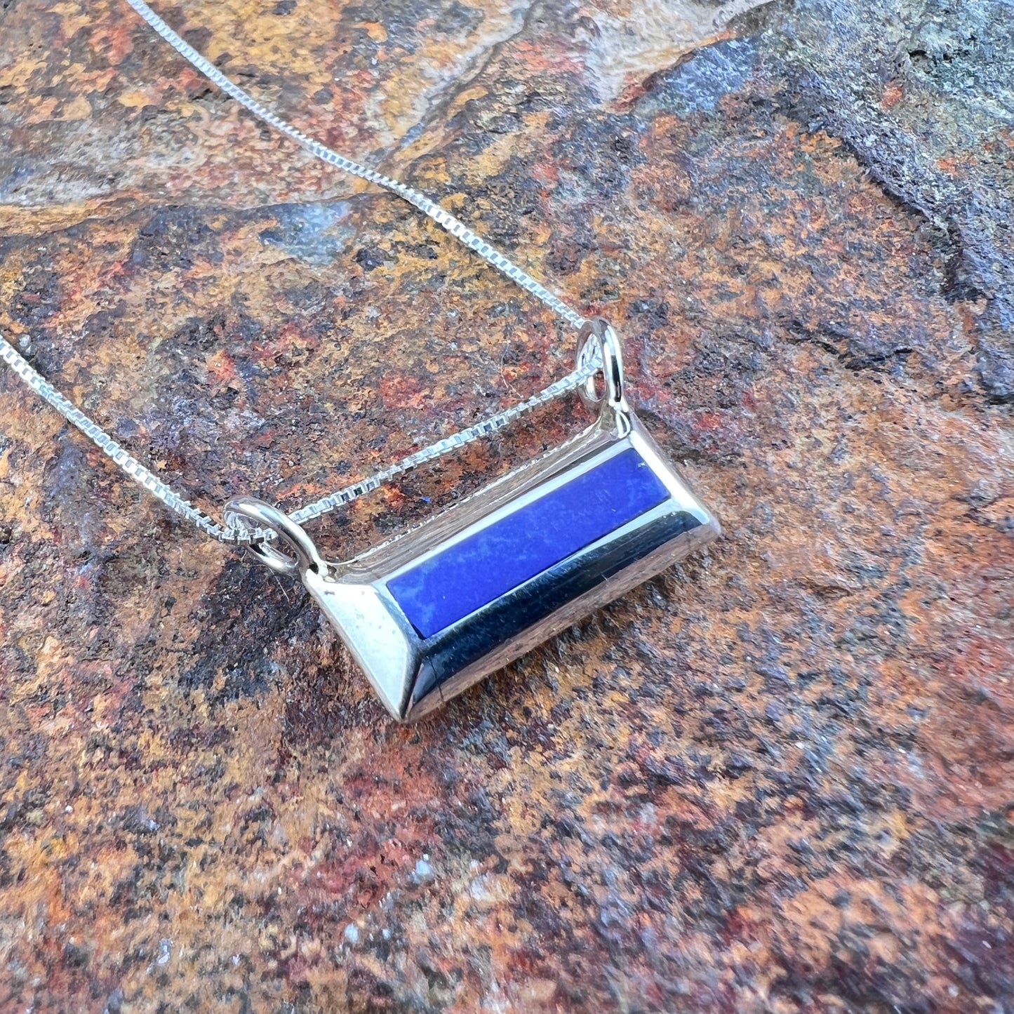 Blue Lapis Sterling Silver Pendant by Troy Natachu