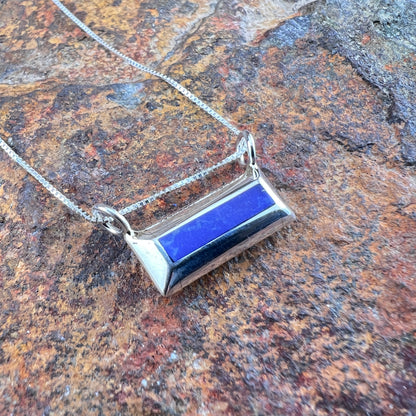 Blue Lapis Sterling Silver Pendant by Troy Natachu