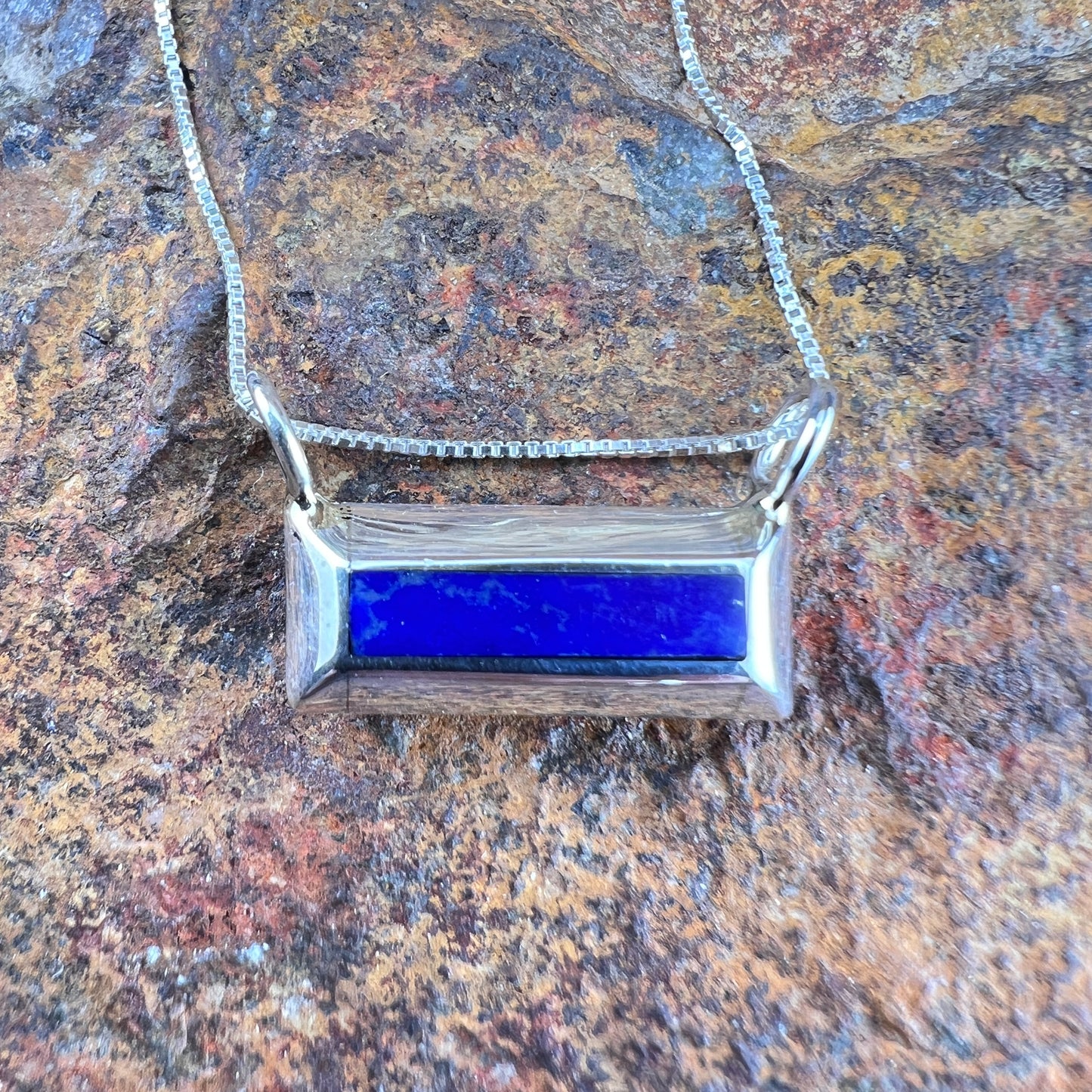Blue Lapis Sterling Silver Pendant by Troy Natachu
