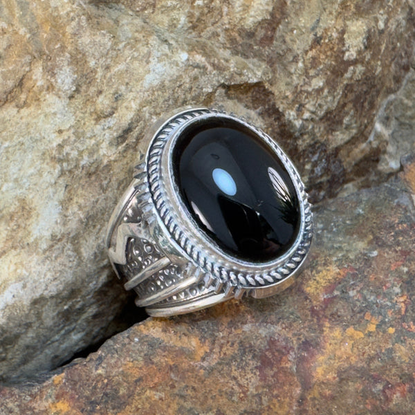 Black Onyx Sterling Silver Statement Ring by Wil Denetdale