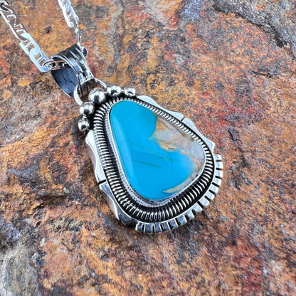 Royston Turquoise with Quartz Pendant by Wil Denetdale