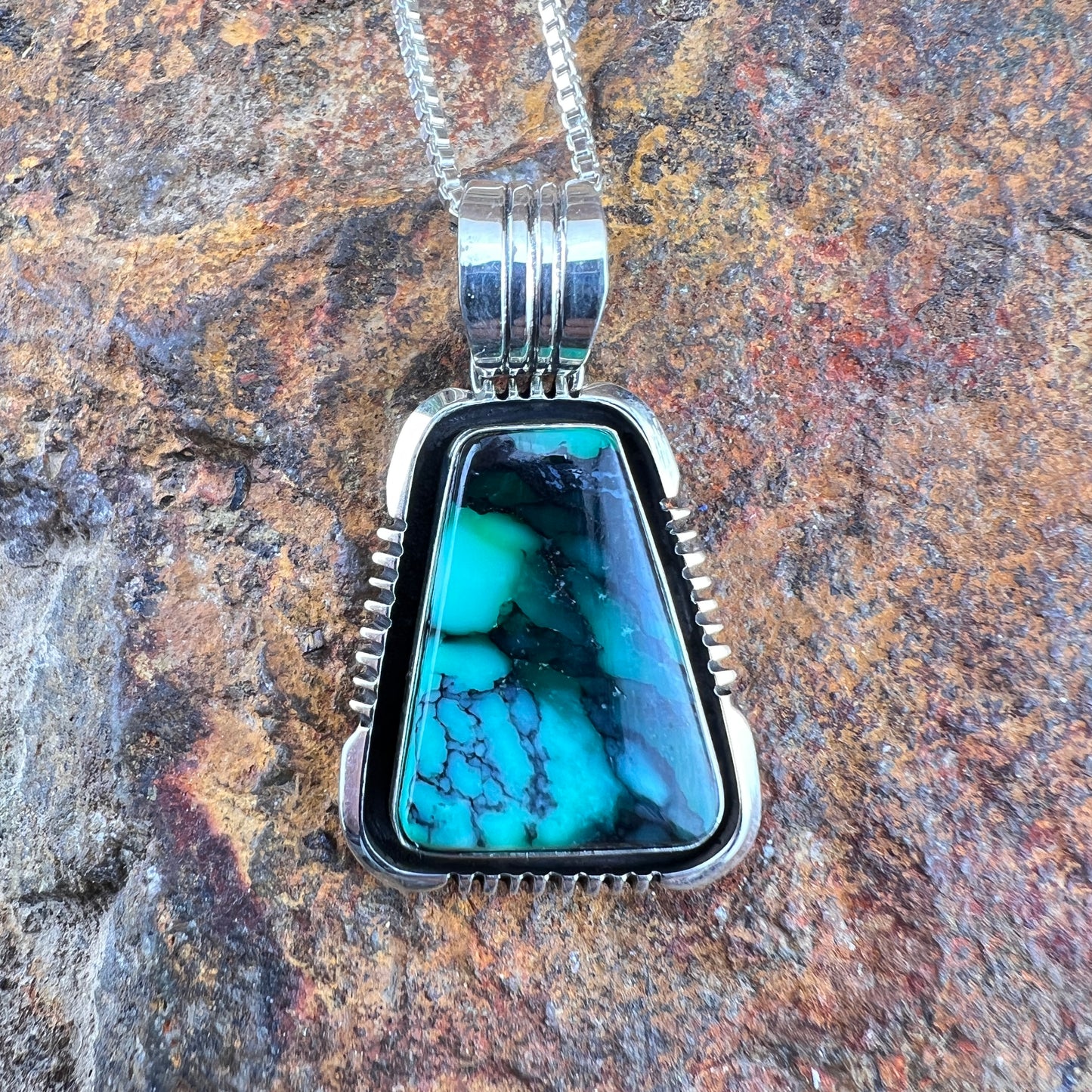 Emerald Rose Variscite Pendant by Wil Denetdale