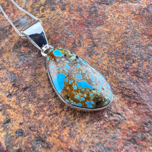 Number 8 Turquoise Sterling Silver Pendant by Cathy Webster