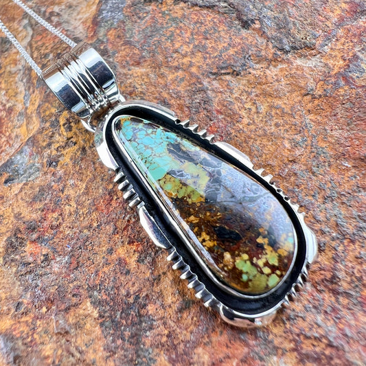 Blackjack Turquoise Pendant by Wil Denetdale