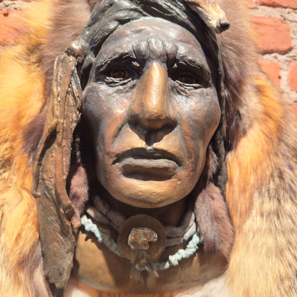 Long Solder Native American Style Spirit Mask by Cindy Jo Popejoy - Bronze