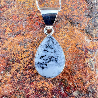 White Feather Jasper & Sterling Pendant by Cathy Webster