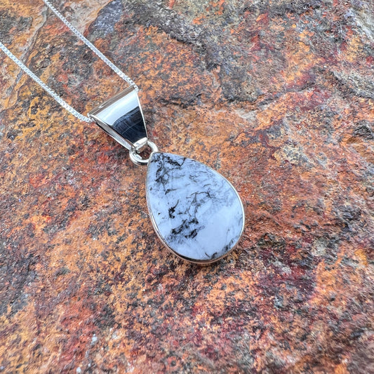 White Feather Jasper & Sterling Pendant by Cathy Webster